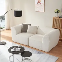 Modular Sofa 2-Sitzer Hurvas Bouclé Cremeweiß [en.casa]