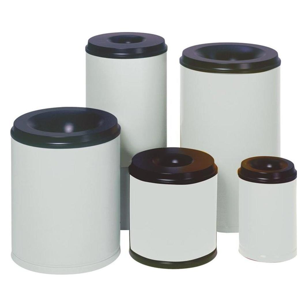 VAR Papierkorb Mülleimer feuersicher Stahlblech 80 L grau für optimalen Schutz pulverbeschichtet, i (80 l) (230412)