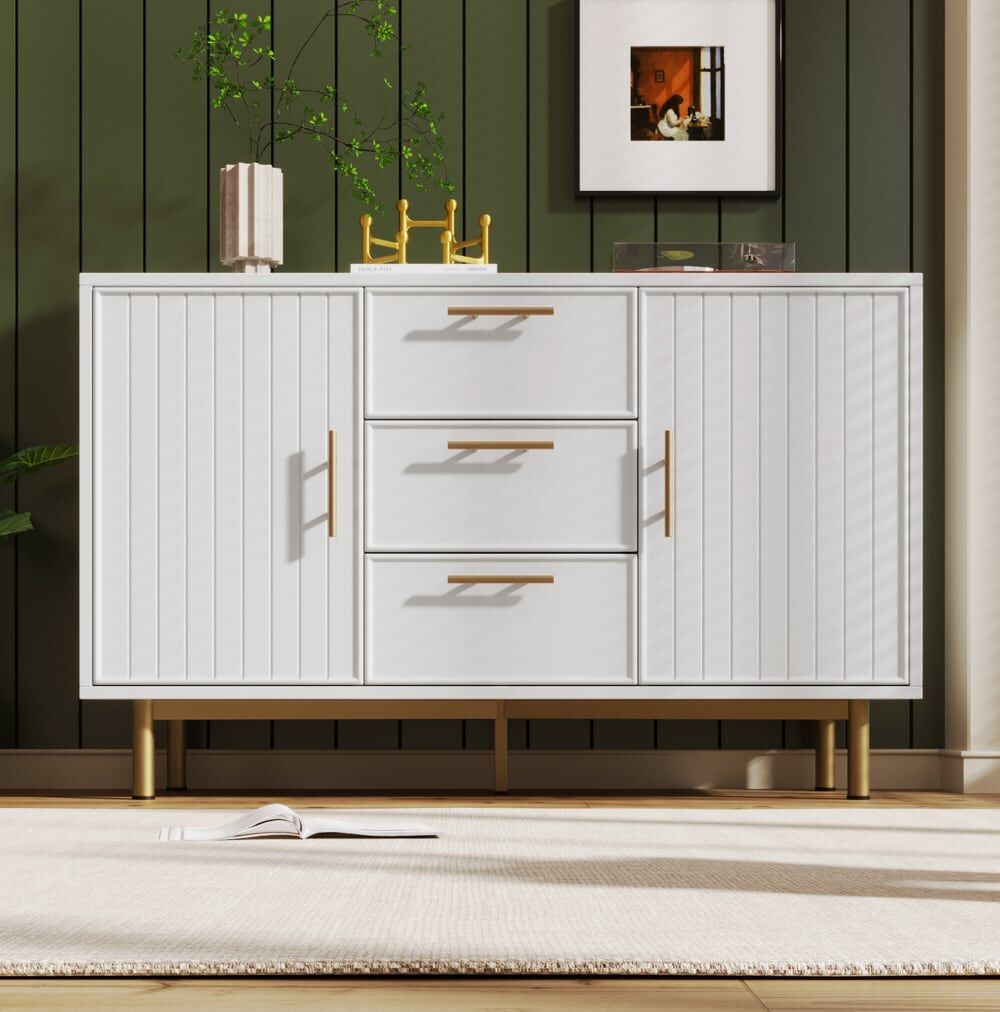 REDOM Cómoda de tablero aglomerado blanco 120x40x75 cm