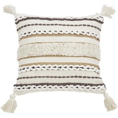 Dekokissen DONE. "Kala", beige (beige, braun), B:45cm L:45cm, Baumwolle, Dekokissen_Sitzkissen_Kissenhüllen, Kissenhülle im Boho-Stil