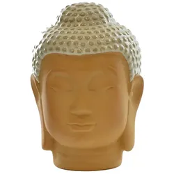 Buddha Kopf Dekofigur Porzellan weiß braun 14 cm für Innendekoration