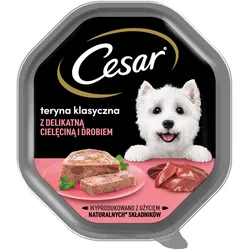 CESAR Schale 150g – Alleinfuttermittel für ausgewachsene Hunde, Terrine mit zartem Kalbfleisch und Geflügel