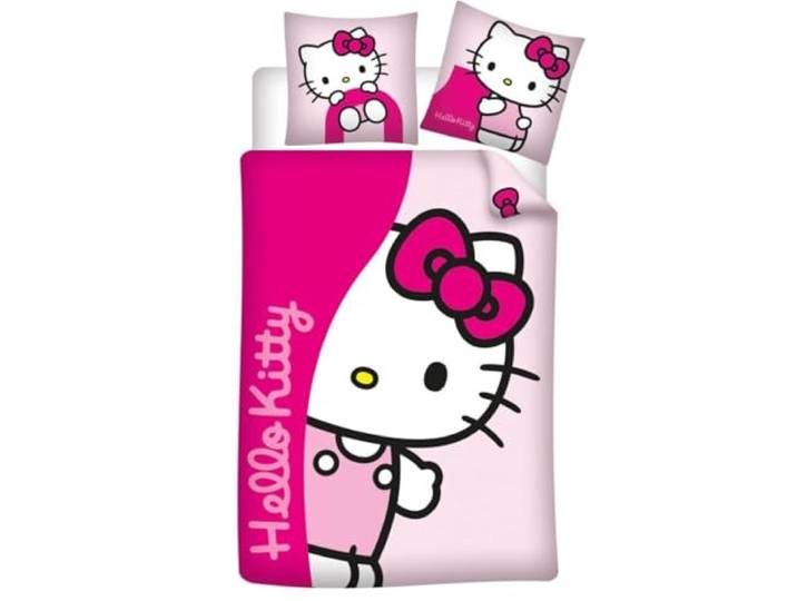 Hello Kitty Flanel Meisje Dekbedovertrek 140x200 + Kussensloop 65x65 Roze