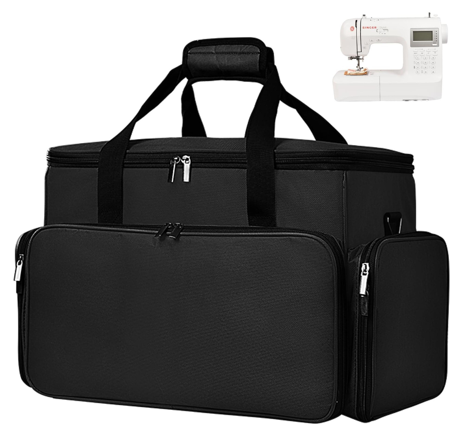Merkloze grote tas voor naaimachine, zwart