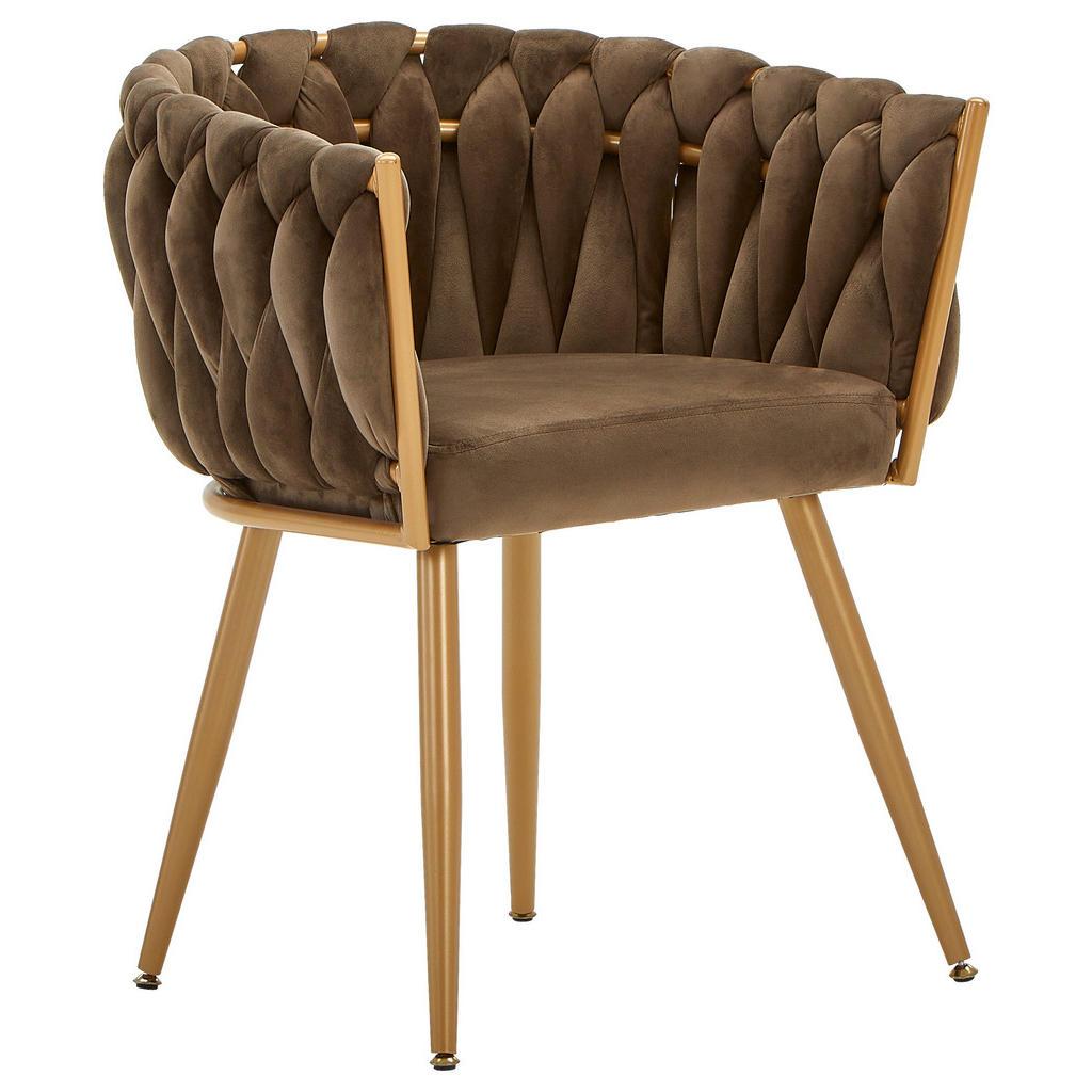 Ambia Home Armlehnstuhl , Braun , Textil , Rundrohr , 60x78x55 cm , Esszimmer, Stuhl, Polsterstühle