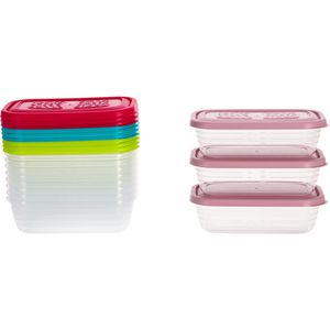Kigima Frischhaltedose mehrfarbig, aus Kunststoff, 0,58 Liter, Gefrierdose, transparent, luftdicht, Set, 12 Stück