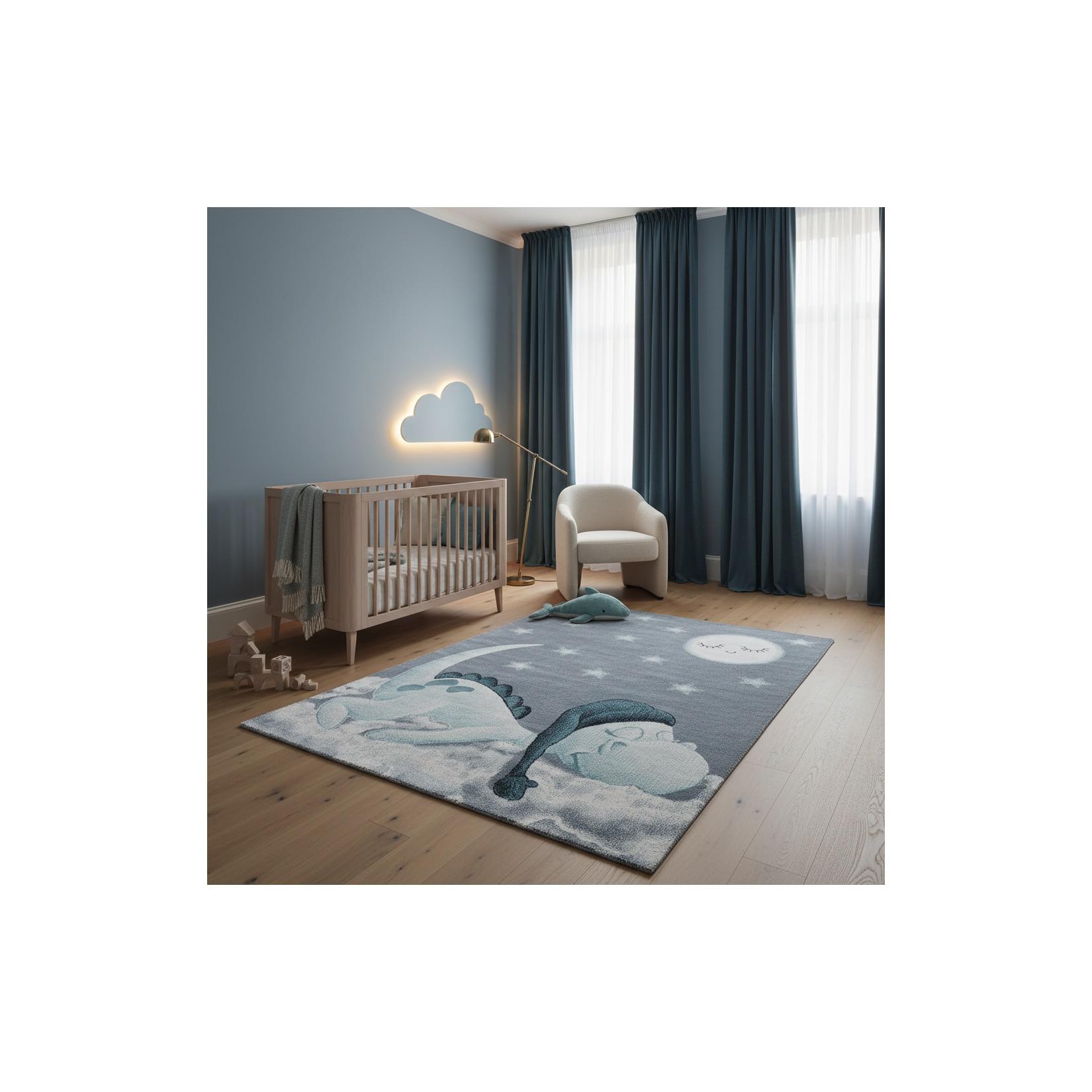 Kinderteppich COGNE, mit Dino-Motiv, Blau, 200 x 290 cm