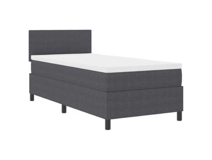 KKgypkn Boxspringbett Cordstoff Dunkelgrau und Weiß 90 x 190 cm mit verstellbarem Kopfteil, Taschenfederkernmatratze, Holzwerkstoff-Rahmen, modernes Design