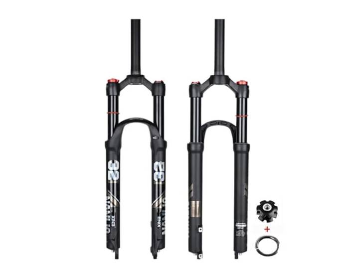 ZXGSXIOU Luftfedergabel für Mountainbikes (26/27,5/29 Zoll), 1 1/8 gerade/konisch, Scheibenbremse vorne, 120 mm Federweg, 9 x 100 mm Schnellspanner, manuelle/fernbedienbare Gabeln