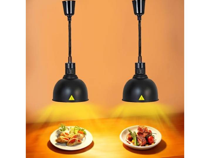 VFDZ Wärmelampe Küche Gastro, Einziehbare Speisenwärmer Lampe Buffet 25 cm Hängende Wärmelampe Gastronomie für Speisen, 250W Lebensmittel Wärmelampe Küche für Essen Buffet, Restaurant und Hotel