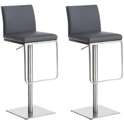 CLP 2er Set Barhocker Panama E Kunstleder   Farbe: grau, Gestell Farbe: edelstahl
