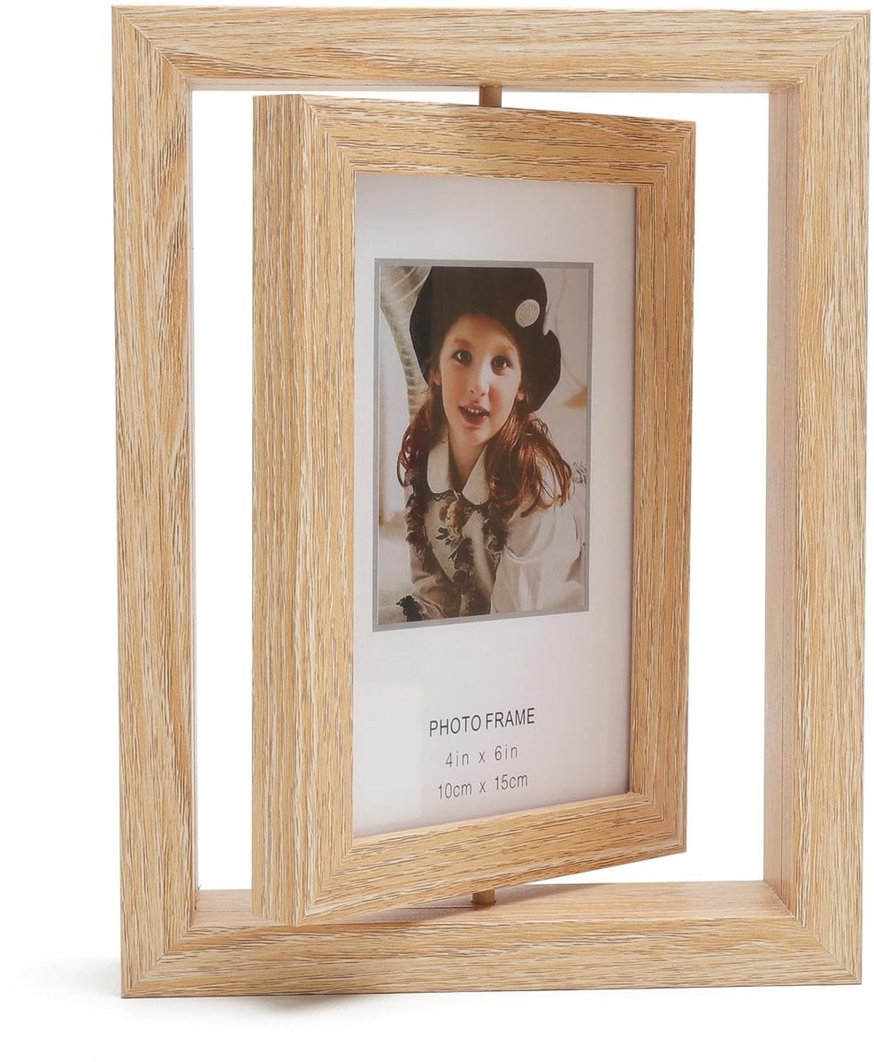 Dailygoods Dubbelzijdige Houten Fotolijst voor Twee Foto's