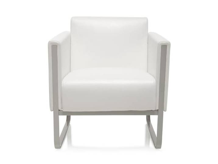 hjh OFFICE Lounge-Sofa 1-Sitzer Aruba Kunstleder Polstersofa Couch modern mit Metallgestell, 78 x 67 x 71 cm, Weiß
