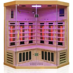 Dewello® Infrarotkabine BRANDON 140x140cm inkl. 6 Vollspektrumstrahler, 3 Karbonstrahler, 2 Personen   Infrarotsauna
