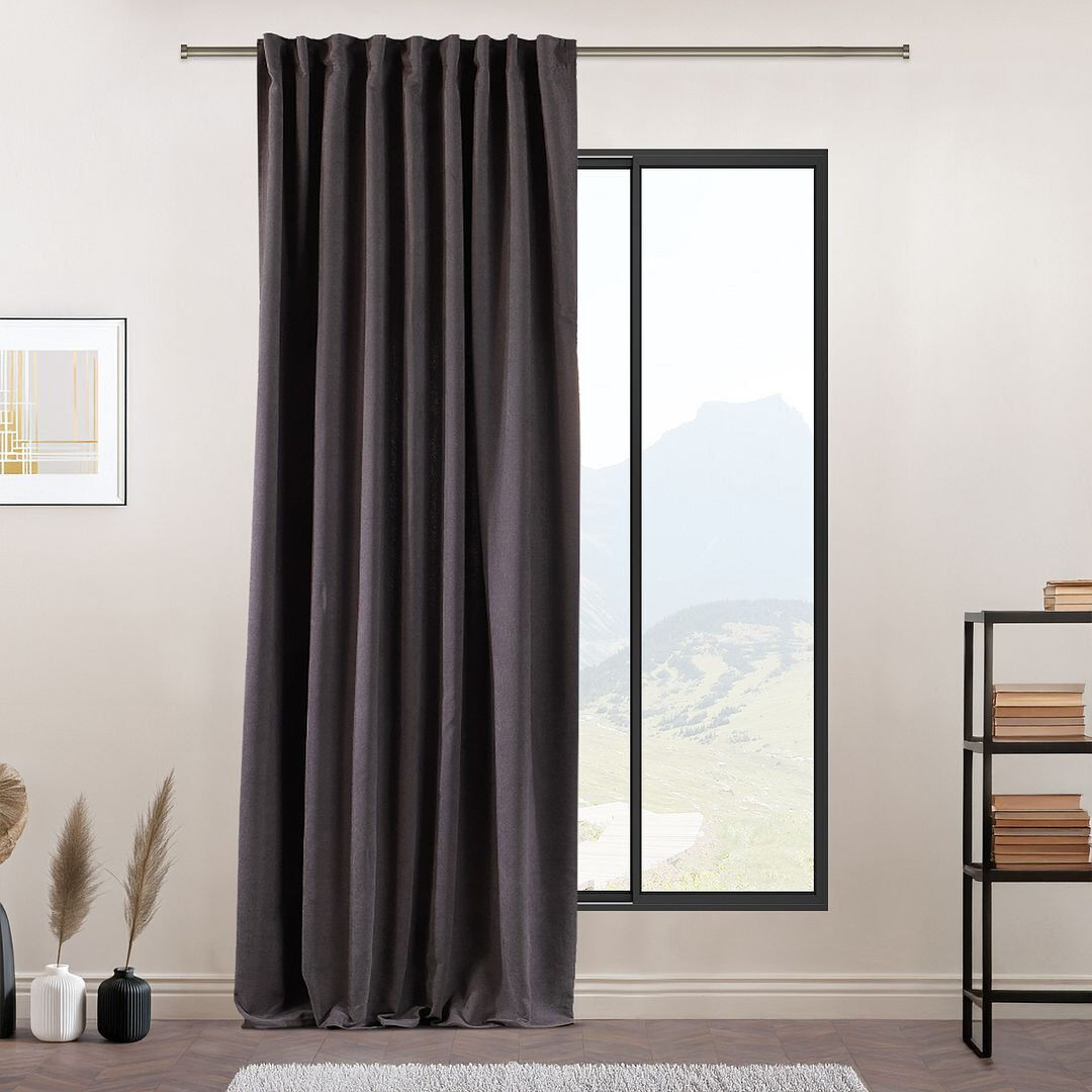 Lilijan Home & Curtain Extra Long & Extra Wide Decorative Curtain Single Panel Grey 280cm Width x 350cm Drop