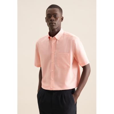Businesshemd SEIDENSTICKER "Regular", Herren, Gr. L (41), normale Ärmellängen, orange, 100% Baumwolle, Strukturmuster, regular fit, gerader Abschluss, Hemden, Regular 1/2 Button-Down-Kragen Struktur