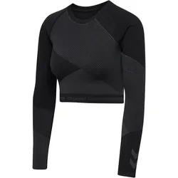 hummel hmlUNITY Seamless Cropped Langarmshirt Damen 2033 - blackened pearl XS