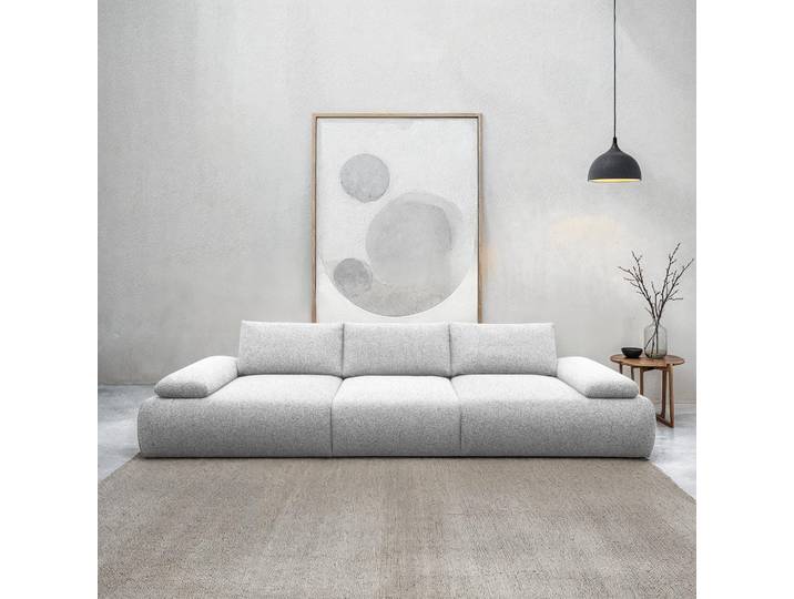 Big-Sofa DOMO COLLECTION Évora Megasofa Breite 324 cm , silber, B:324cm H:80cm T:113cm, 95% Polyester, 5% Baumwolle, Sofas, Big-Sofa, Federkern, inkl. Armlehnenverstellung, Struktur grob, silber