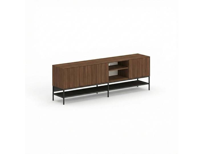 TV-Möbel Georis Nussbaum/Schwarz Holzwerkstoff B 180 cm - TV-Möbel