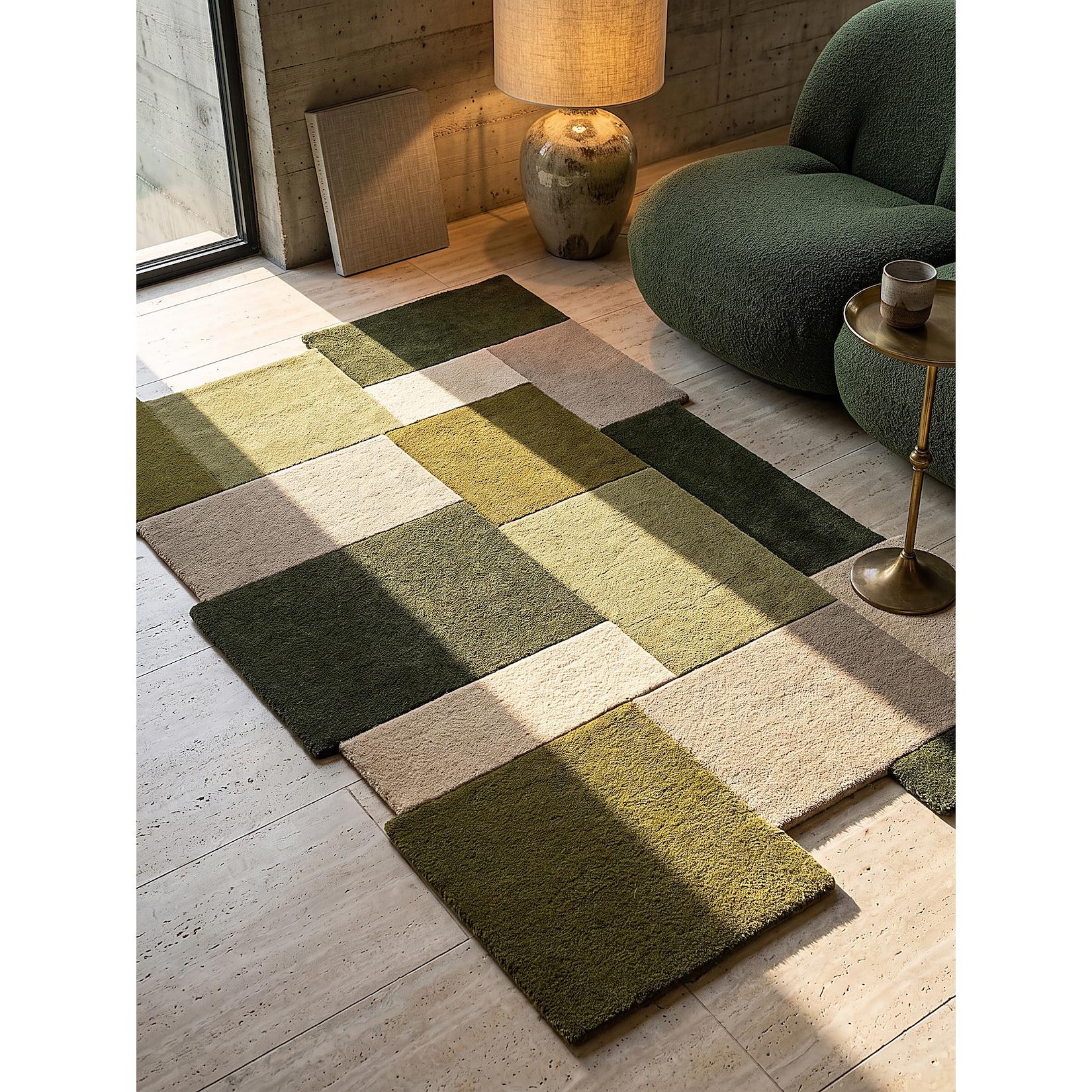 Wollteppich Kurzflor Erdtöne-Grün 200 x 290 cm - HALLEIN Kadima
