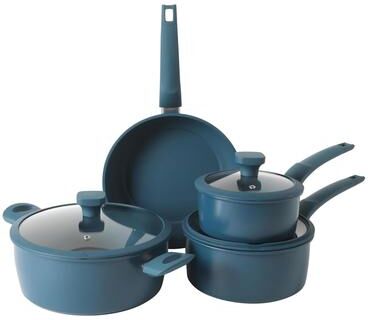Gibson 7 Piece Nonstick Carbon Steel Cookware Set in Blue