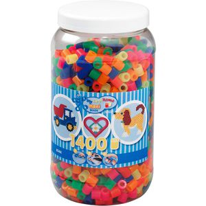 Hama-Perlen Bügelperlen 8542 Maxi-Mix, Neon XL, Ø 10 mm, 6 Farben sortiert, 1.400 Stück