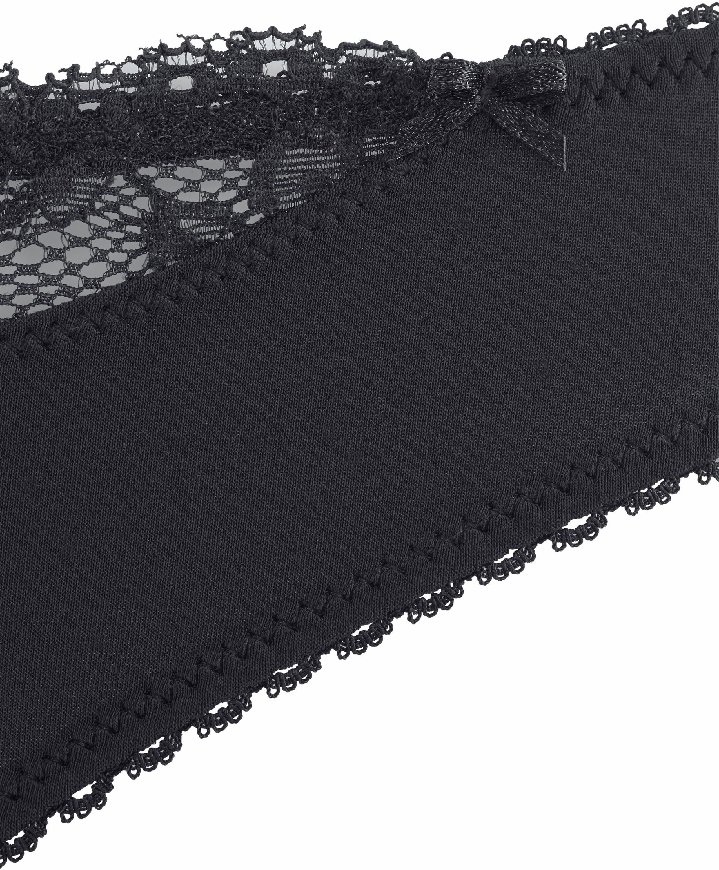 Slip NUANCE BY LASCANA "mit Spitzeneinsatz vorne", Damen, Gr. 44/46, schwarz (2xschwarz), Microfaser, Obermaterial: 85% Polyamid, 15% Elasthan, körpernah, Unterhosen Slip, als Dessous-Set kombinierbar, Dessous 2xschwarz 44/46