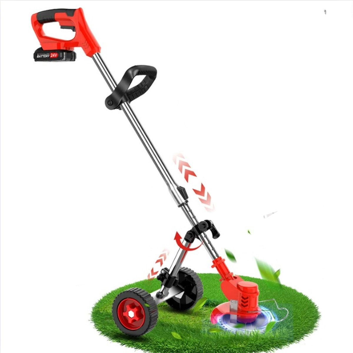 GUTEC Multifunctionele Accu Kantenmaaier en Grastrimmer met Accu, Oplader en Reservebatterij - Rood