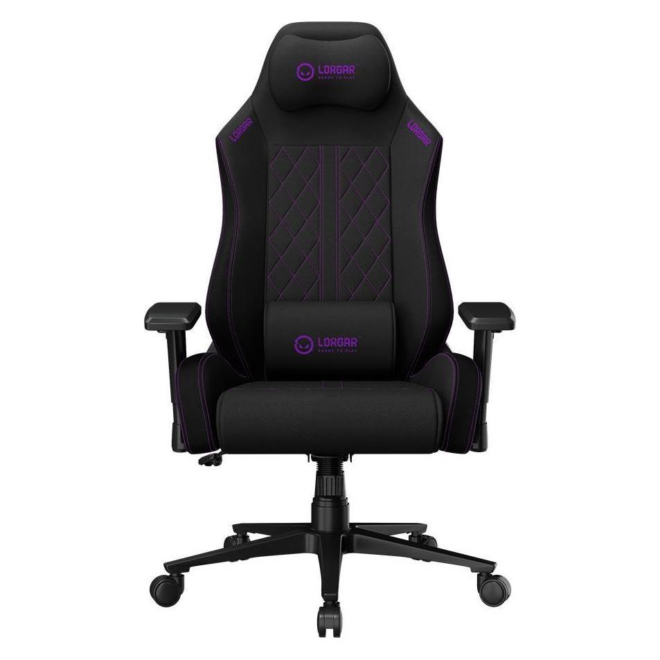 Lorgar CHA41, Ergonomischer Gaming-Stuhl "Advanced", hochwertiger, schmutzabweisender Stoff, Schwarz/Lila (LRG-CHA41-BK-PR)