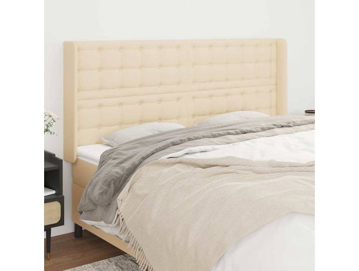 vidaXL Kopfteil mit Ohren Creme 183x16x118/128 cm Stoff