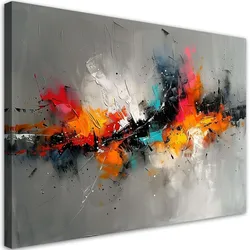 LEINWANDBILD Bunte Abstrakte Expression auf grauem Hintergrund 120x80cm
