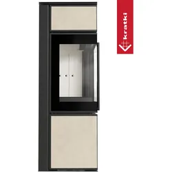 Kaminofen aus Stahl KRATKI TORA/S 8 kW Ø 150 Quarzsinter FOKOS SALE mit Türfeder