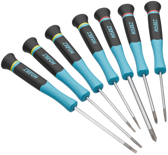 HAZET Tournevis électronique 811EL/7, Profil cruciforme PH, Profil fente, 7 pièces, 0,2 x 1,5 – 0,5 x 3, PH00 – PH1 (811EL/7)