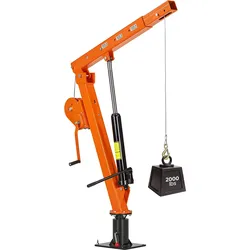 VEVOR Pickup Kran mit 907,2kg Tragkraft, Manueller Ladekran Inkl. Handwinde & 12t Hydraulikpumpe, Hebekran mit Teleskopausleger & 360° Drehkranz, Hebezeug aus Kohlenstoffstahl für Pick-up LKW Anhänger