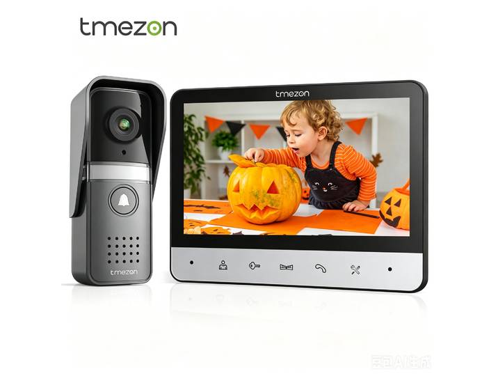 TMEZON V-20, vidéophone à 4 fils, interphone avec sonnette, vidéophone avec caméra, écran couleur de 7 pouces, 120 ° Caméra à grand angle