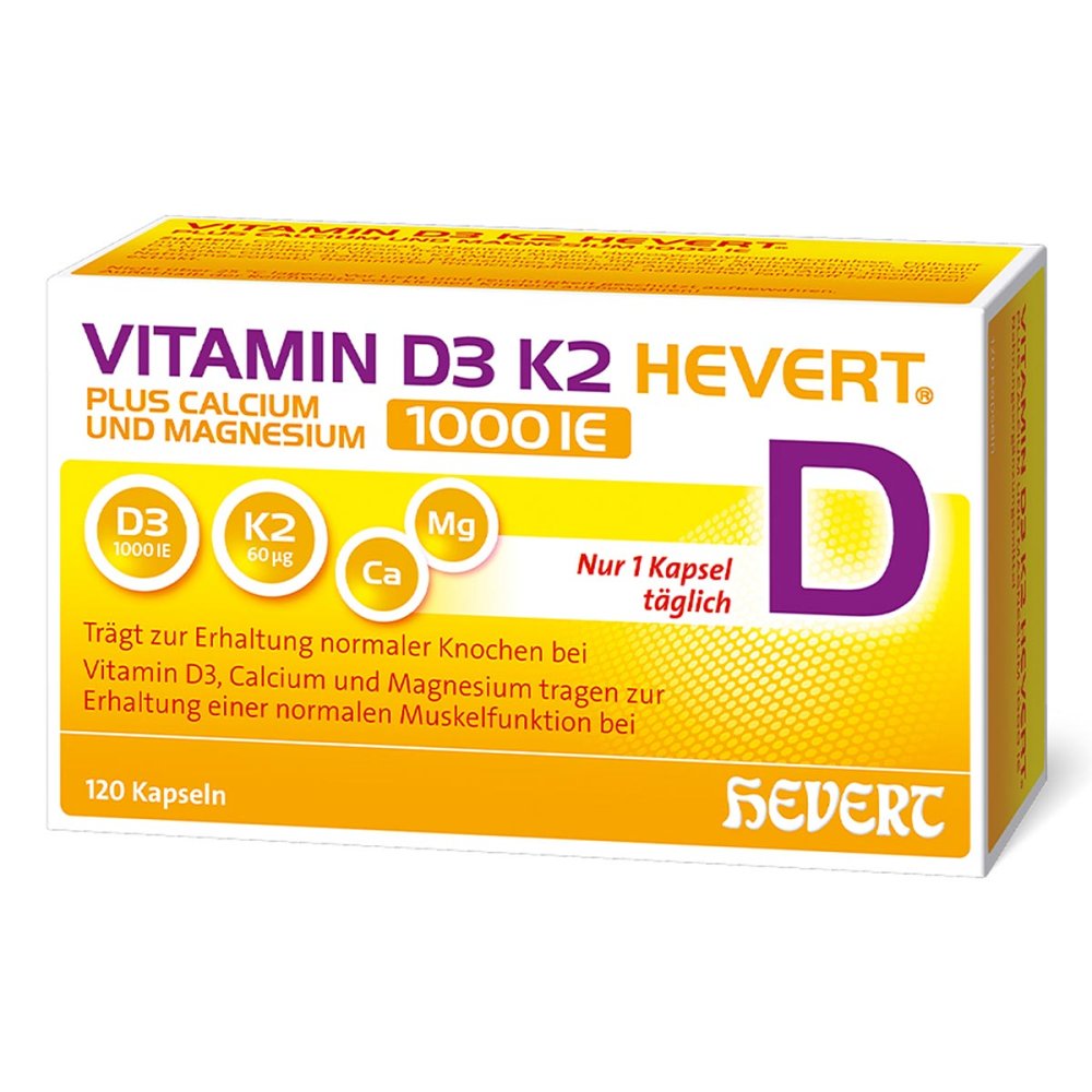 Hevert-Arzneimittel GmbH & Co. KG Vitamin D3 K2 Hevert + Calcium und Magnesium 1000 IE Kapseln 19295676