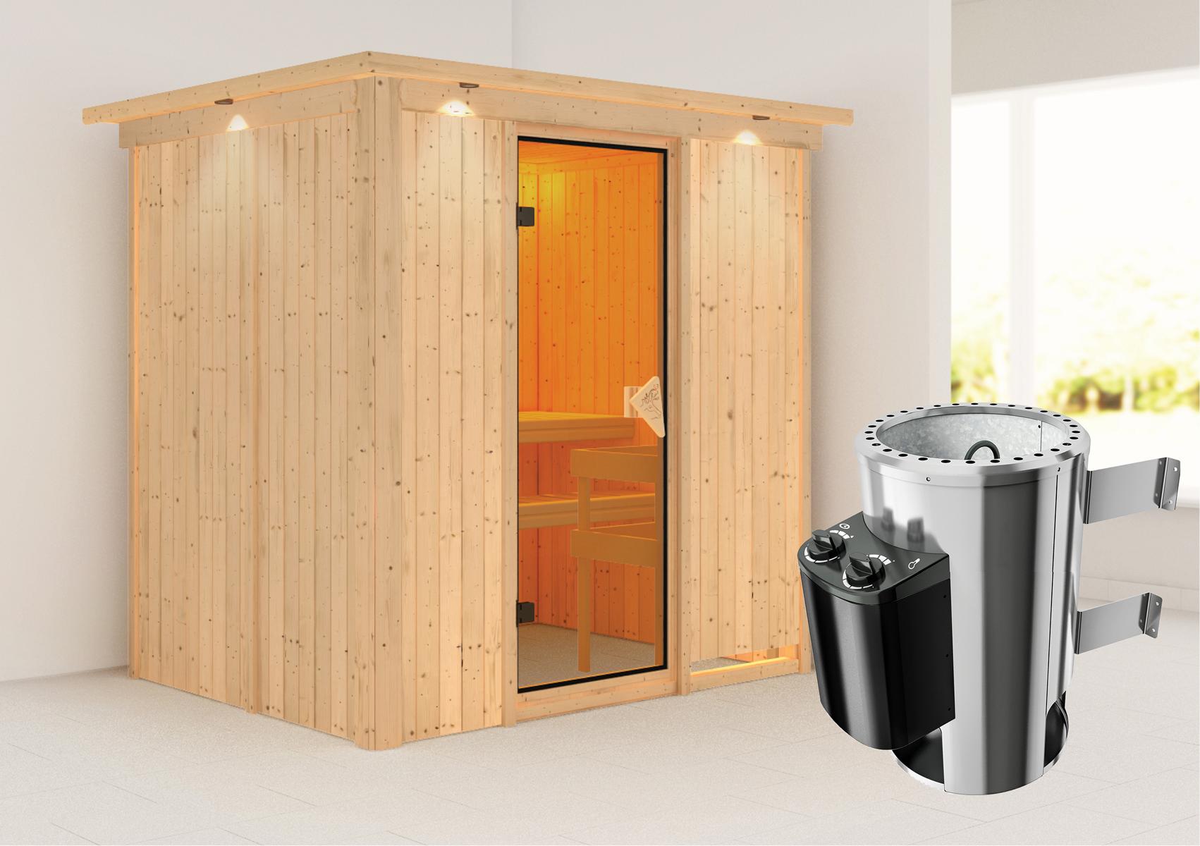 KARIBUHOLZT Sauna Fanja Front 3,6kW int.Strg bronz.GGT u. DK 08288724