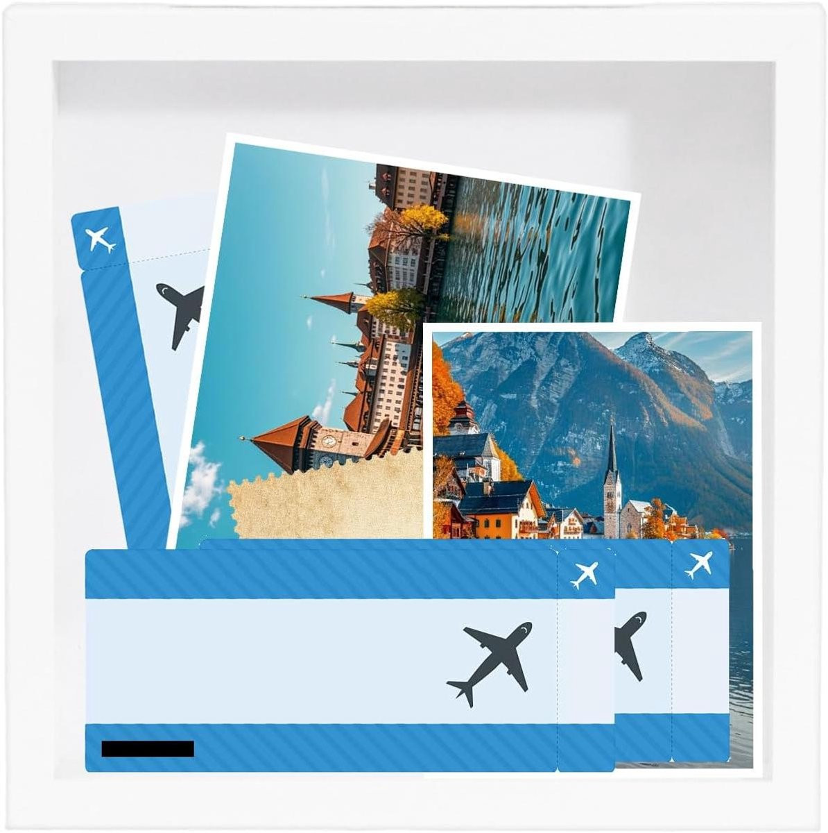 Wit Herinneringsdoos Fotolijst met opbergruimte voor souvenirs en wandmontage