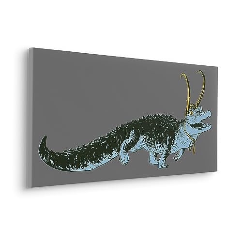 Komar Spieraambeeld Loki Alligator Variance met houten frame, multicolor, 90 x 40 x 1 cm