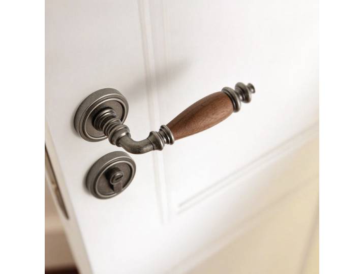 Serrure de porte vintage style français en noyer, serrure intérieure à corps divisé de style européen, poignée de porte, serrure silencieuse pour chambres
