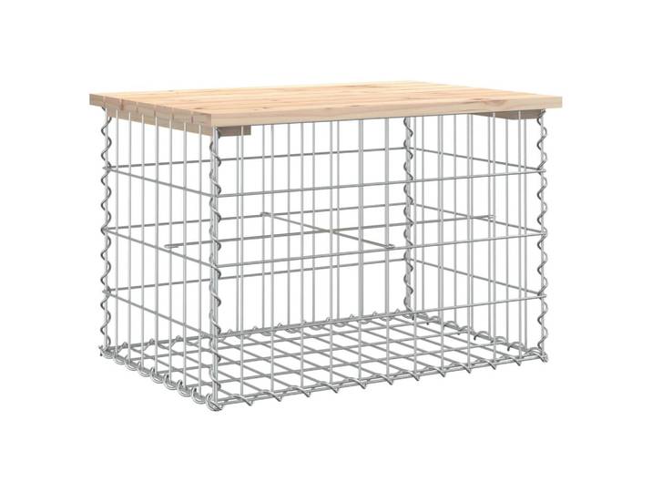 vidaXL Gartenbank Aus Gabionen 63/44/42 Cm Massivholz Kiefer, Braun, Holz, Rechteckig, 63x42x44 cm, Gartenmöbel, Gartenbänke