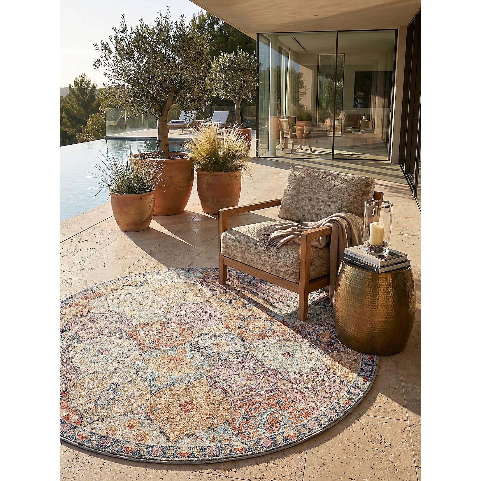 Outdoor-Teppich Niederflor Mehrfarbig 120x120 cm - LIMMAT Kadima