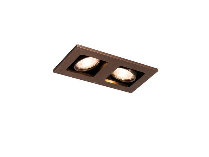 Spot encastré rectangulaire bronze foncé 2 lumières orientable et