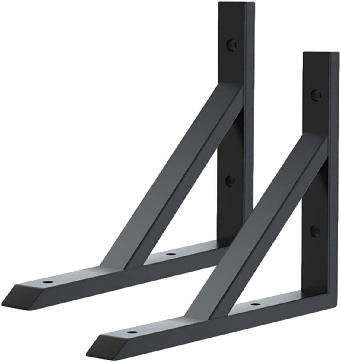 Zwarte plankdragers van roestvrij staal, hoekbeugels voor wandmontage, 350 x 226 mm