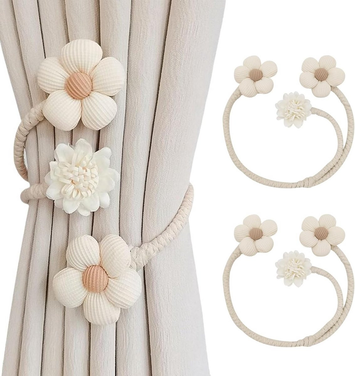 Set van 2 elegante beige gordijnbinders
