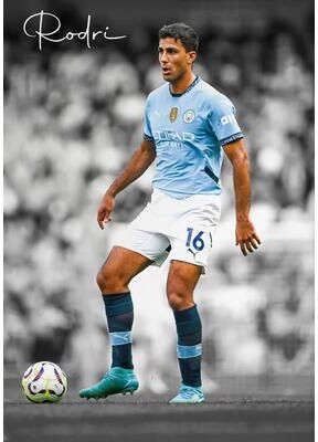 Inspired Finds Famous Soccer Player Canvas Poster Wall Art For Modern Sports Room Decor 19.69x27.56in Unframed rodri Vision
