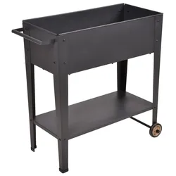 DELUKE Hochbeet METZ mobil Anthrazit Stahl Metall-Hochbeet für Garten Balkon-Beet Gemüsebeet Kräuterbeet