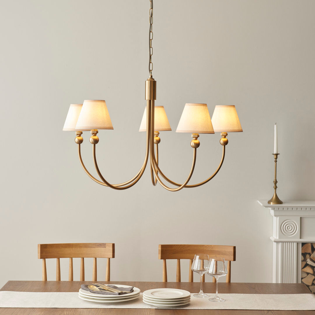 Heritage Hues Santiago 5 - Light Chandelier Brass 70cm H X 78cm W X 78cm D