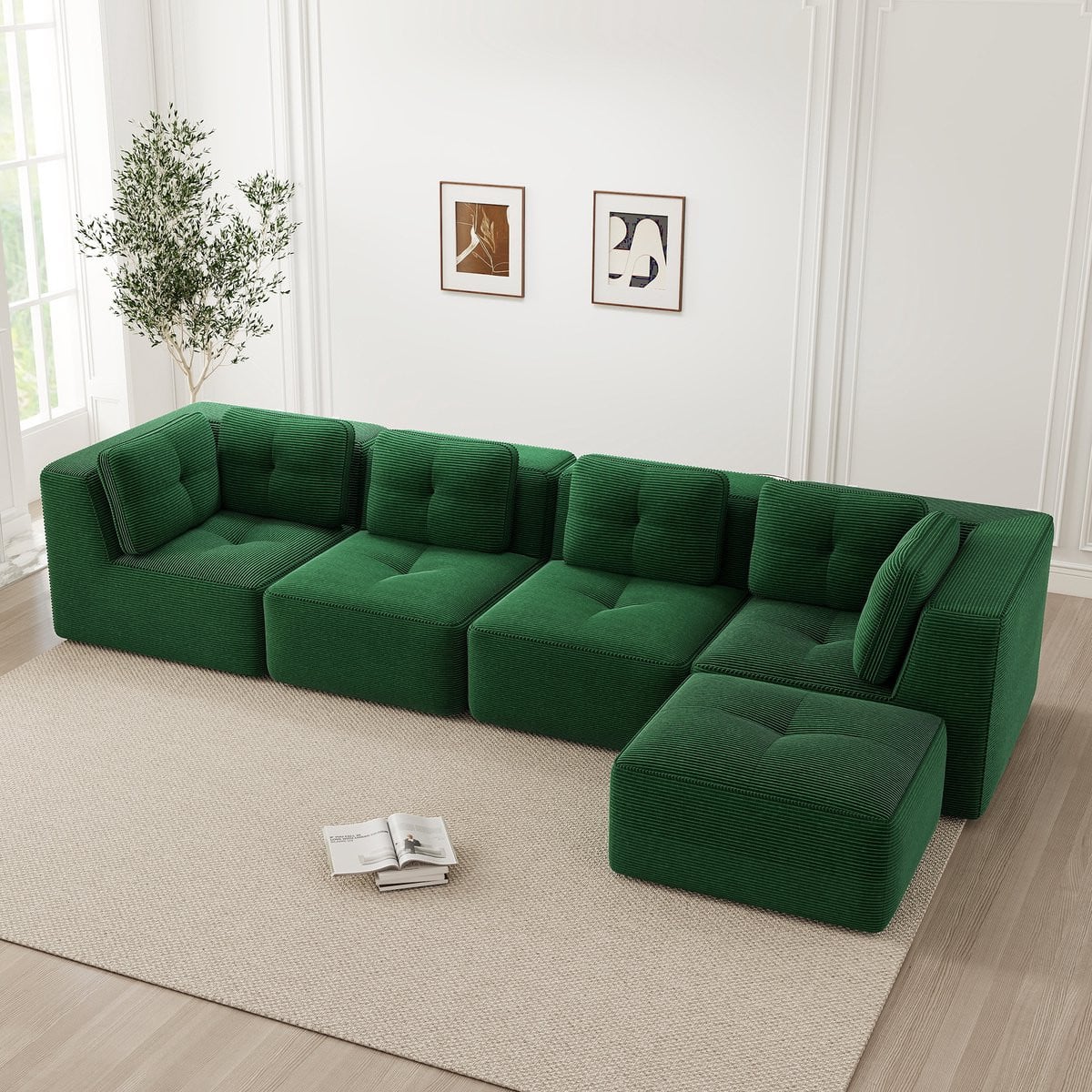 MODFU Modulaire Hoekbank Modern Cord Groen