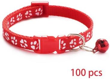 Uplift Essentials Bulk Adjustable Pet Collars With Safety Bells (100 Piece Lot) red